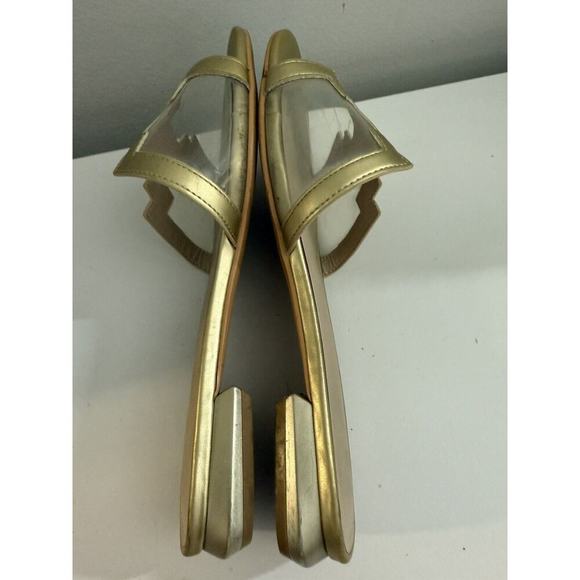 Zara Traslucident Gold Flat Slide Sandals Women's Size 37 - Picture 8 of 12
